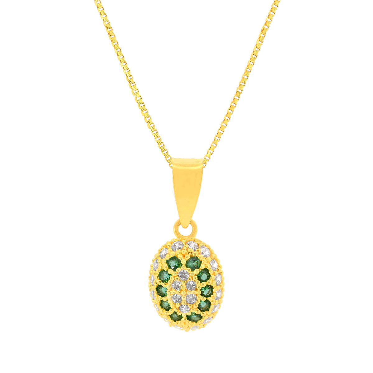 22K Yellow Cubic Zirconia Minimalist Pendant and Earrings Set