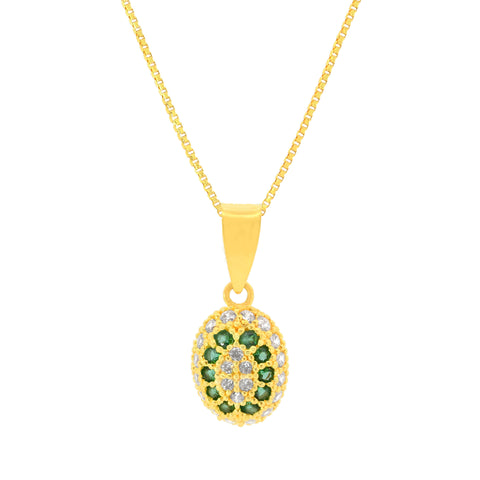 22K Yellow Cubic Zirconia Minimalist Pendant and Earrings Set