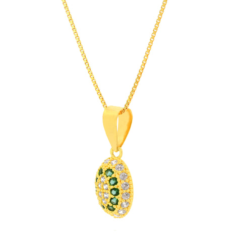 22K Yellow Cubic Zirconia Minimalist Pendant and Earrings Set