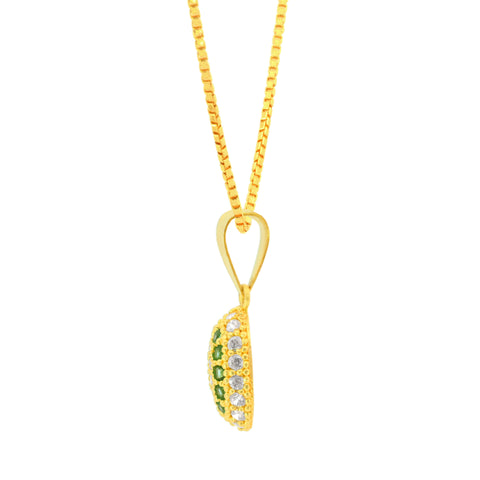22K Yellow Cubic Zirconia Minimalist Pendant and Earrings Set