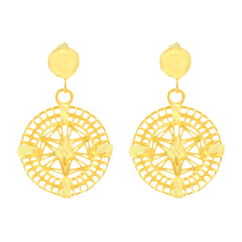 22K Yellow Gold Sparkling Pendant and Earrings Set
