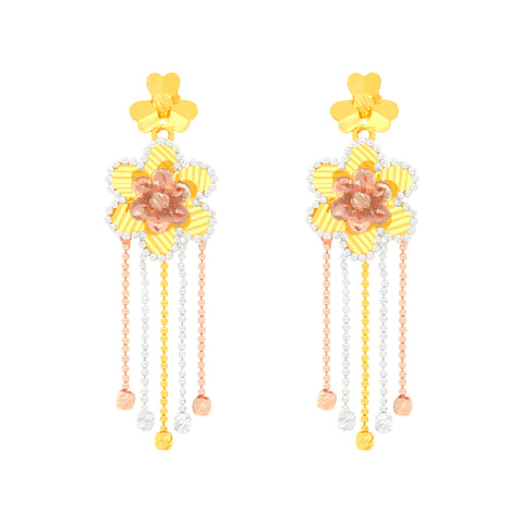 22k Three-Tone Gold Fancy Large Earrings with gold weight of 6.02g