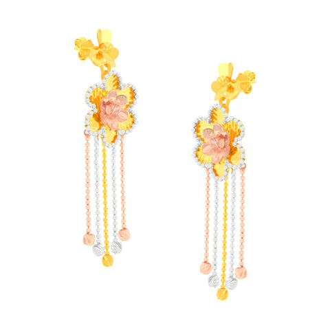 22k Three-Tone Gold Fancy Large Earrings with gold weight of 6.02g
