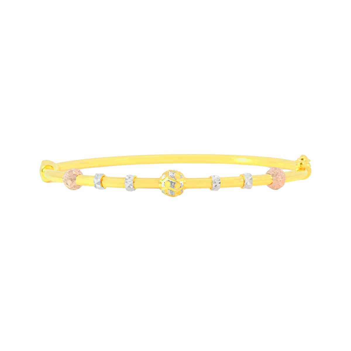 22K Three Tone Gold Ball-Bead Bracelets measuring 2.51mm thickness
