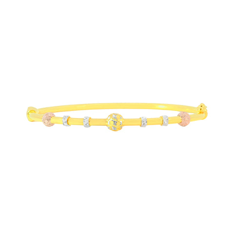 22K Three Tone Gold Ball-Bead Bracelets measuring 2.51mm thickness