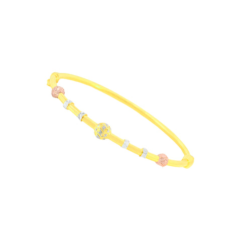 22K Three Tone Gold Ball-Bead Bracelets measuring 2.51mm thickness