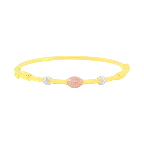 22K Three Tone Gold Ball-Bead Bracelets measuring 2.52mm thickness