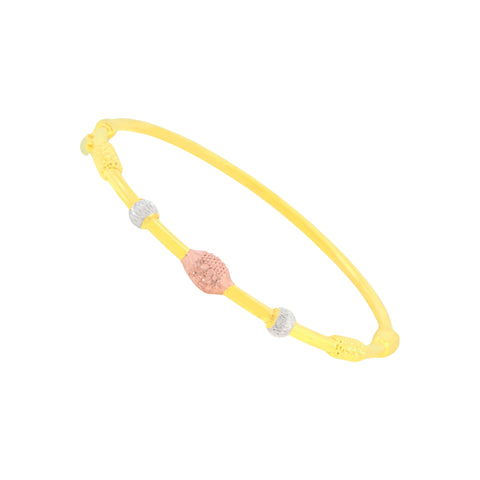 22K Three Tone Gold Ball-Bead Bracelets measuring 2.52mm thickness