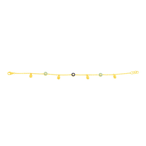 22K Yellow Gold Charm Bracelet measuring 5mm thickness x 7.5 inch length