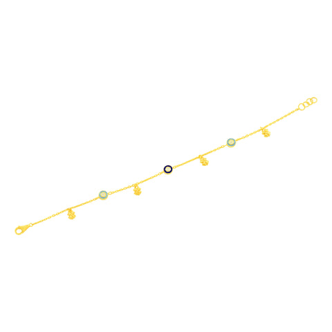 22K Yellow Gold Charm Bracelet measuring 5mm thickness x 7.5 inch length