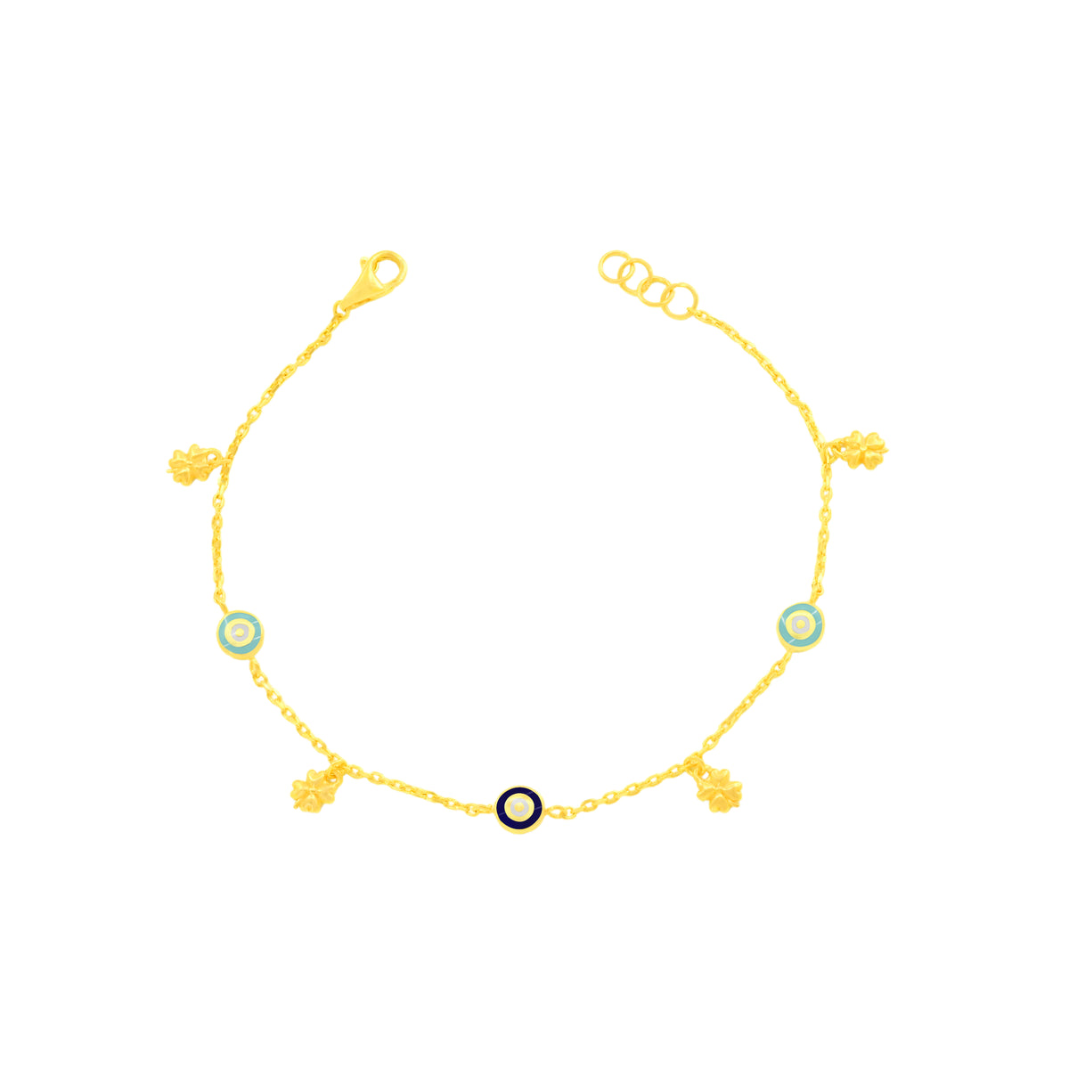 22K Yellow Gold Charm Bracelet measuring 5mm thickness x 7.5 inch length