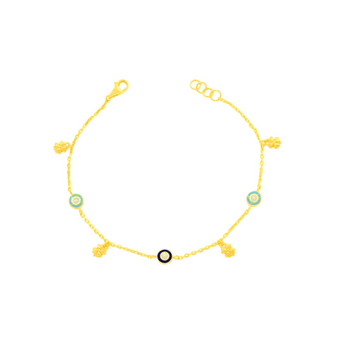 22K Yellow Gold Charm Bracelet measuring 5mm thickness x 7.5 inch length