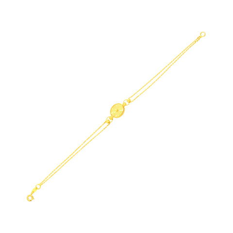 22K Yellow Gold Fancy Bracelet measuring 10mm thickness x 7.2 inch length