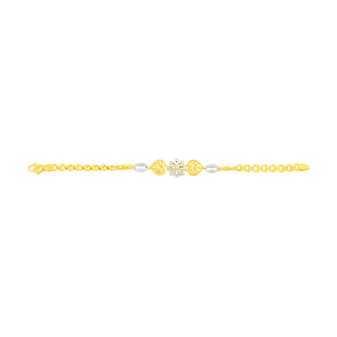 22K Two Tone Gold Charm Bracelet measuring 3mm thickness x 7 inch length