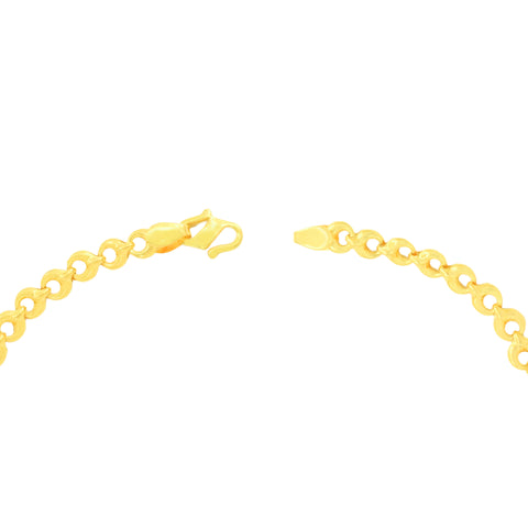 22K Two Tone Gold Charm Bracelet measuring 3mm thickness x 7 inch length