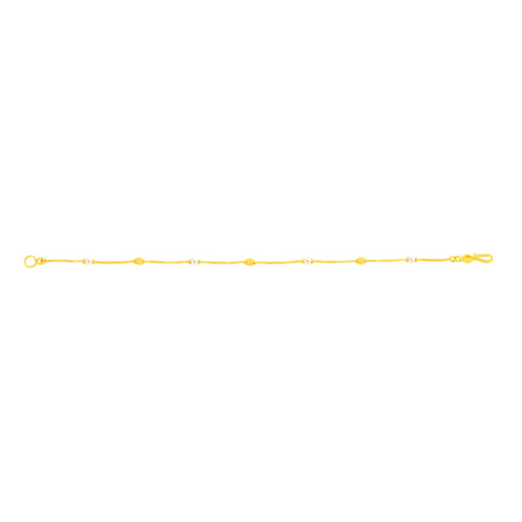 22K Yellow Gold Pearl-Bead Bracelet measuring 0.86mm thickness x 7 inch length