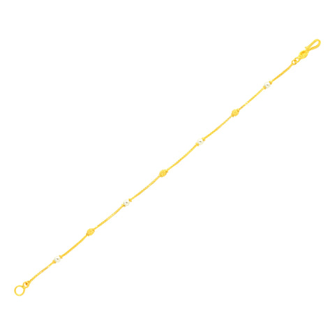 22K Yellow Gold Pearl-Bead Bracelet measuring 0.86mm thickness x 7 inch length