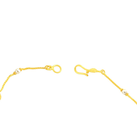 22K Yellow Gold Pearl-Bead Bracelet measuring 0.86mm thickness x 7 inch length