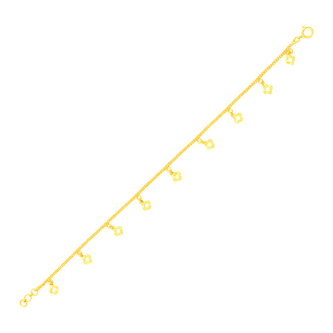 22K Yellow Gold Charm Bracelet measuring 0.79mm thickness x 7.5 inch length
