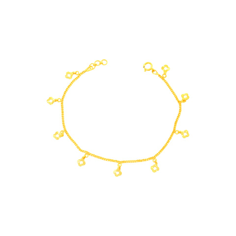 22K Yellow Gold Charm Bracelet measuring 0.79mm thickness x 7.5 inch length
