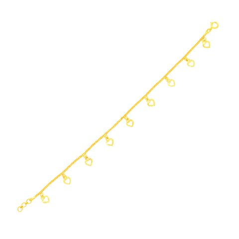 22K Yellow Gold Charm Bracelet measuring 0.84mm thickness x 7.5 inch length