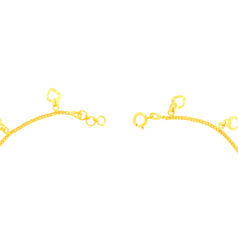 22K Yellow Gold Heart Charm Bracelet measuring 0.83mm thickness x 7.5 inch length