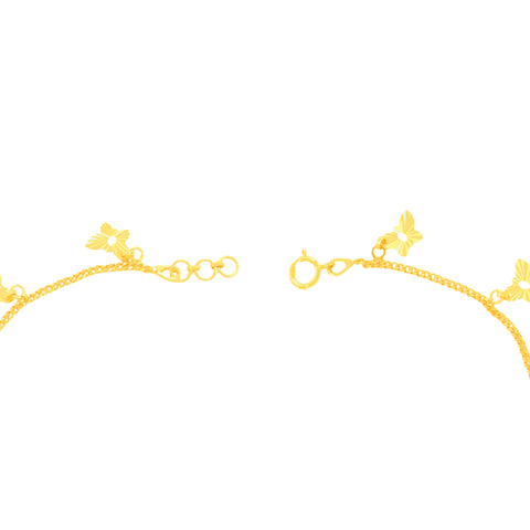 22K Yellow Gold Butterfly Charm Bracelet measuring 0.84mm thickness x 7.5 inch length