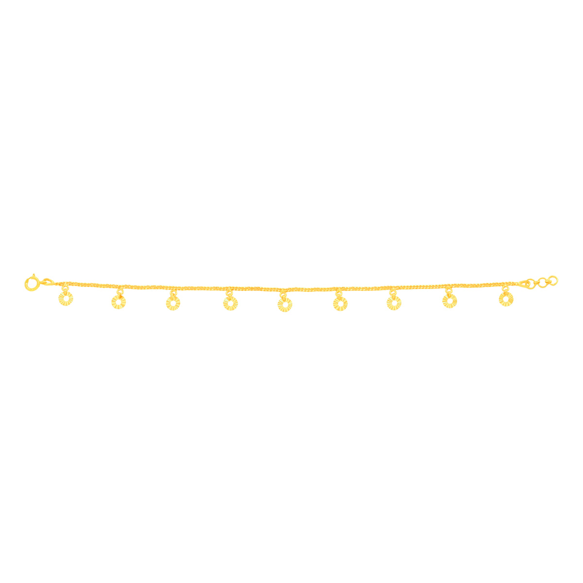 22K Yellow Gold Charm Bracelets measuring 0.82mm thickness x 7.52 inch length