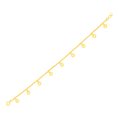 22K Yellow Gold Charm Bracelets measuring 0.82mm thickness x 7.52 inch length