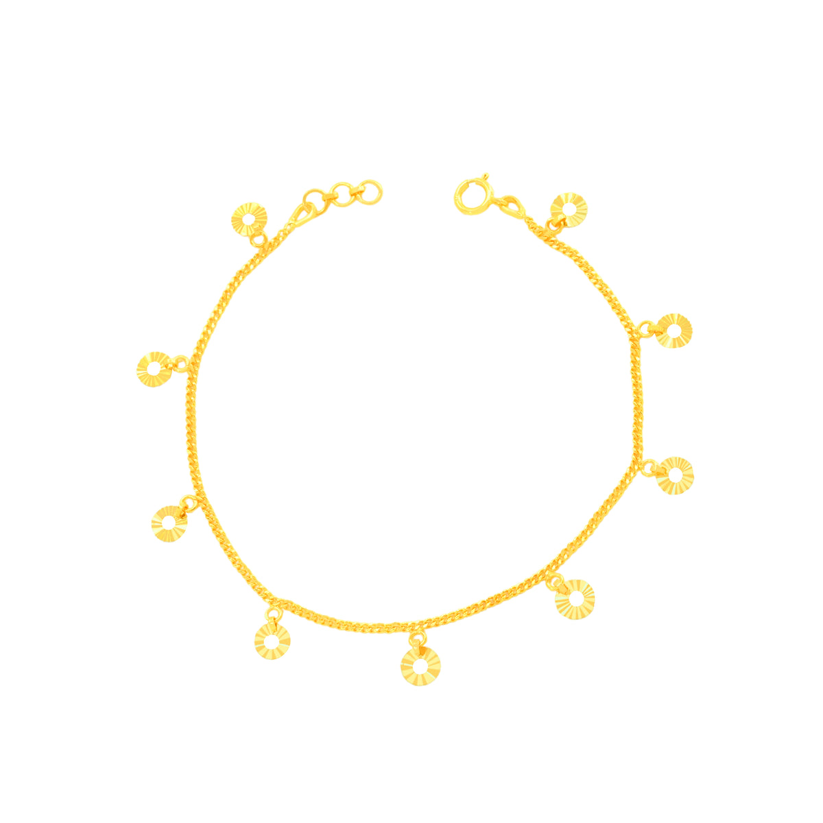 22K Yellow Gold Charm Bracelets measuring 0.82mm thickness x 7.52 inch length