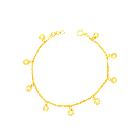 22K Yellow Gold Charm Bracelets measuring 0.82mm thickness x 7.52 inch length