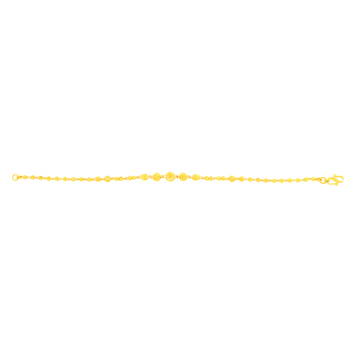 22K Yellow Gold Ball-Bead Bracelet measuring 2.6mm thickness x 7.5 inch length