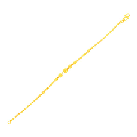 22K Yellow Gold Ball-Bead Bracelet measuring 2.6mm thickness x 7.5 inch length