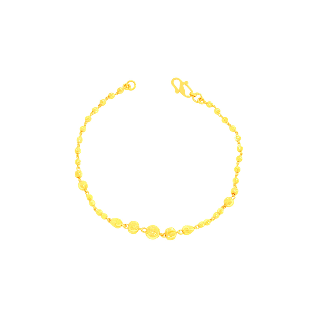 22K Yellow Gold Ball-Bead Bracelet measuring 2.6mm thickness x 7.5 inch length