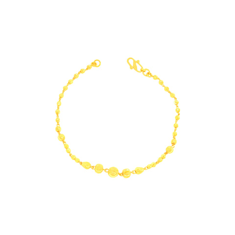 22K Yellow Gold Ball-Bead Bracelet measuring 2.6mm thickness x 7.5 inch length