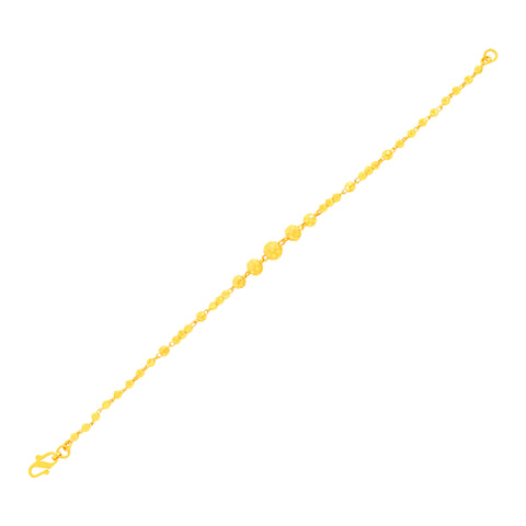 22K Yellow Gold Ball-Bead Bracelet measuring 2.7mm thickness x 7.5 inch length