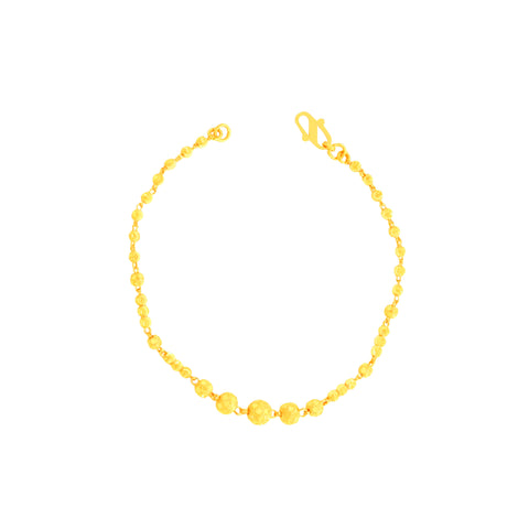 22K Yellow Gold Ball-Bead Bracelet measuring 2.7mm thickness x 7.5 inch length