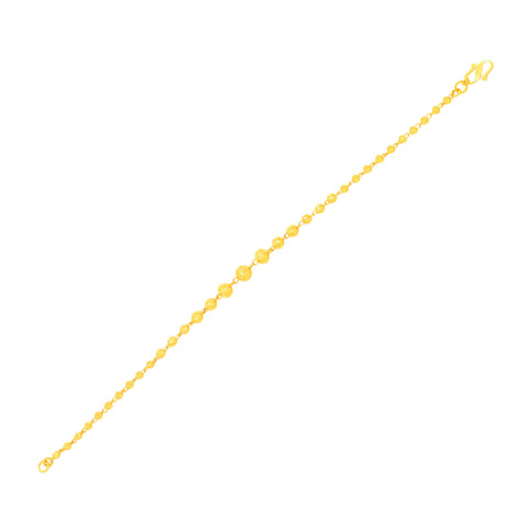 22K Yellow Gold Ball-Bead Bracelet measuring 2.6mm thickness x 7.5 inch length