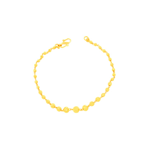 22K Yellow Gold Ball-Bead Bracelet measuring 2.6mm thickness x 7.5 inch length