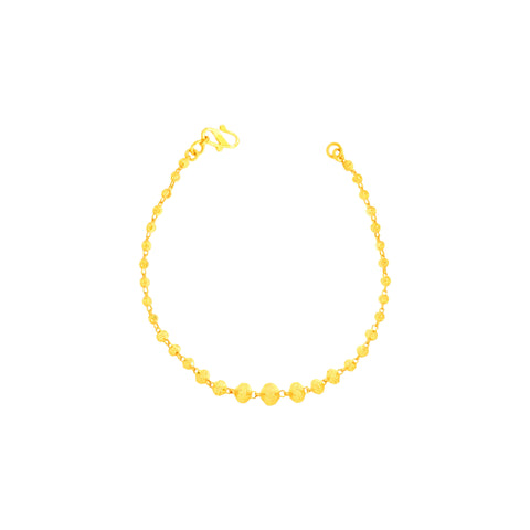 22K Yellow Gold Ball-Bead Bracelet measuring 2.7mm thickness x 7.7 inch length