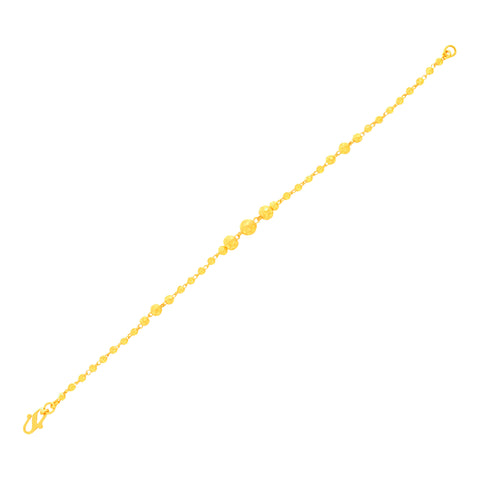 22K Yellow Gold Ball-Bead Bracelet measuring 2.6mm thickness x 7.7 inch length