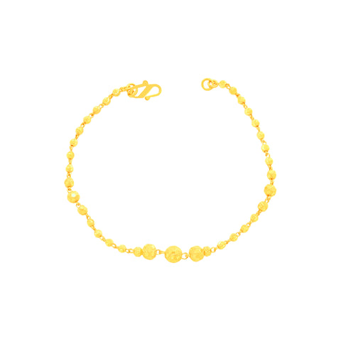 22K Yellow Gold Ball-Bead Bracelet measuring 2.6mm thickness x 7.7 inch length
