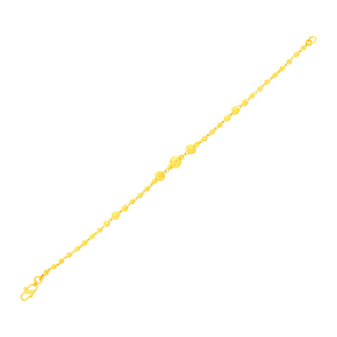 22K Yellow Gold Ball-Bead Bracelet measuring 2.7mm thickness x 7.5 inch length