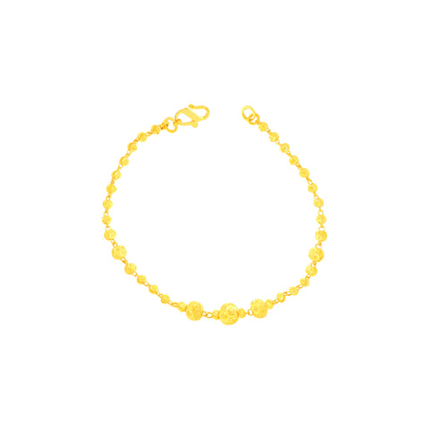 22K Yellow Gold Ball-Bead Bracelet measuring 2.7mm thickness x 7.5 inch length