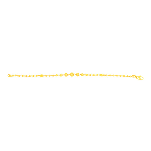 22K Yellow Gold Ball-Bead Bracelet measuring 2.6mm thickness x 7.3 inch length