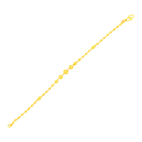 22K Yellow Gold Ball-Bead Bracelet measuring 2.6mm thickness x 7.3 inch length