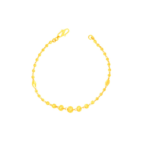 22K Yellow Gold Ball-Bead Bracelet measuring 2.6mm thickness x 7.3 inch length