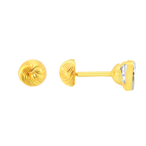 22k Two-Tone Cubic Zirconia Stud Two way/Reversible Earrings with gold weight of 1.1g