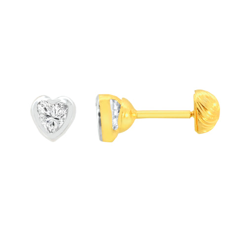 22k Two-Tone Cubic Zirconia Stud Two way/Reversible Earrings with gold weight of 1.1g