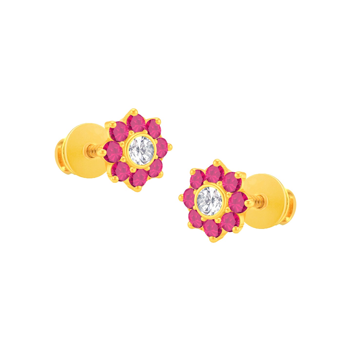 22k Yellow Gold Cubic Zirconia Purple Stud Earrings with gold weight of 1.086g